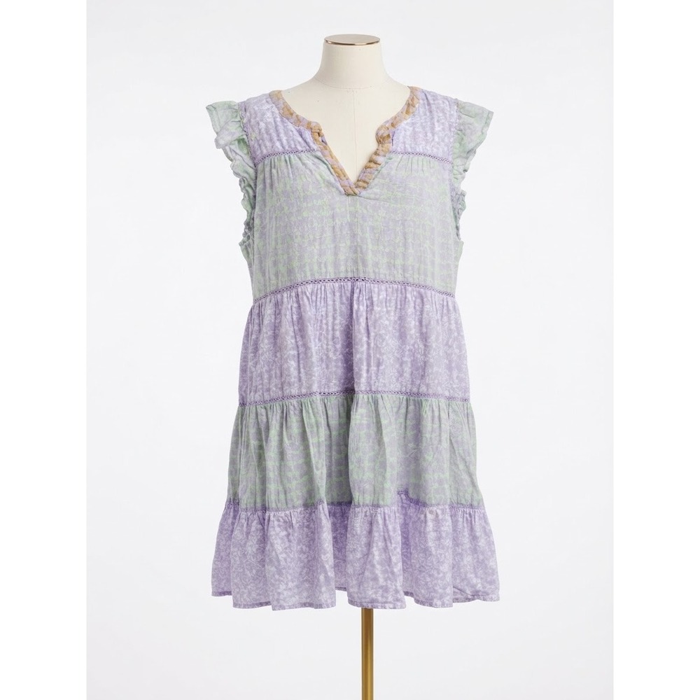 Roller Rabbit Pastel Ruffle Printed Dress Size XL - Picture 2 of 6